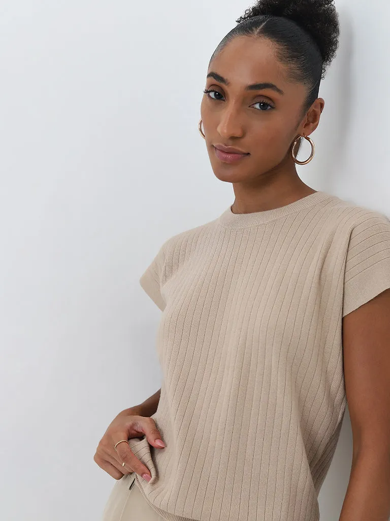 Wardrobe Beige Knit-Textured Top