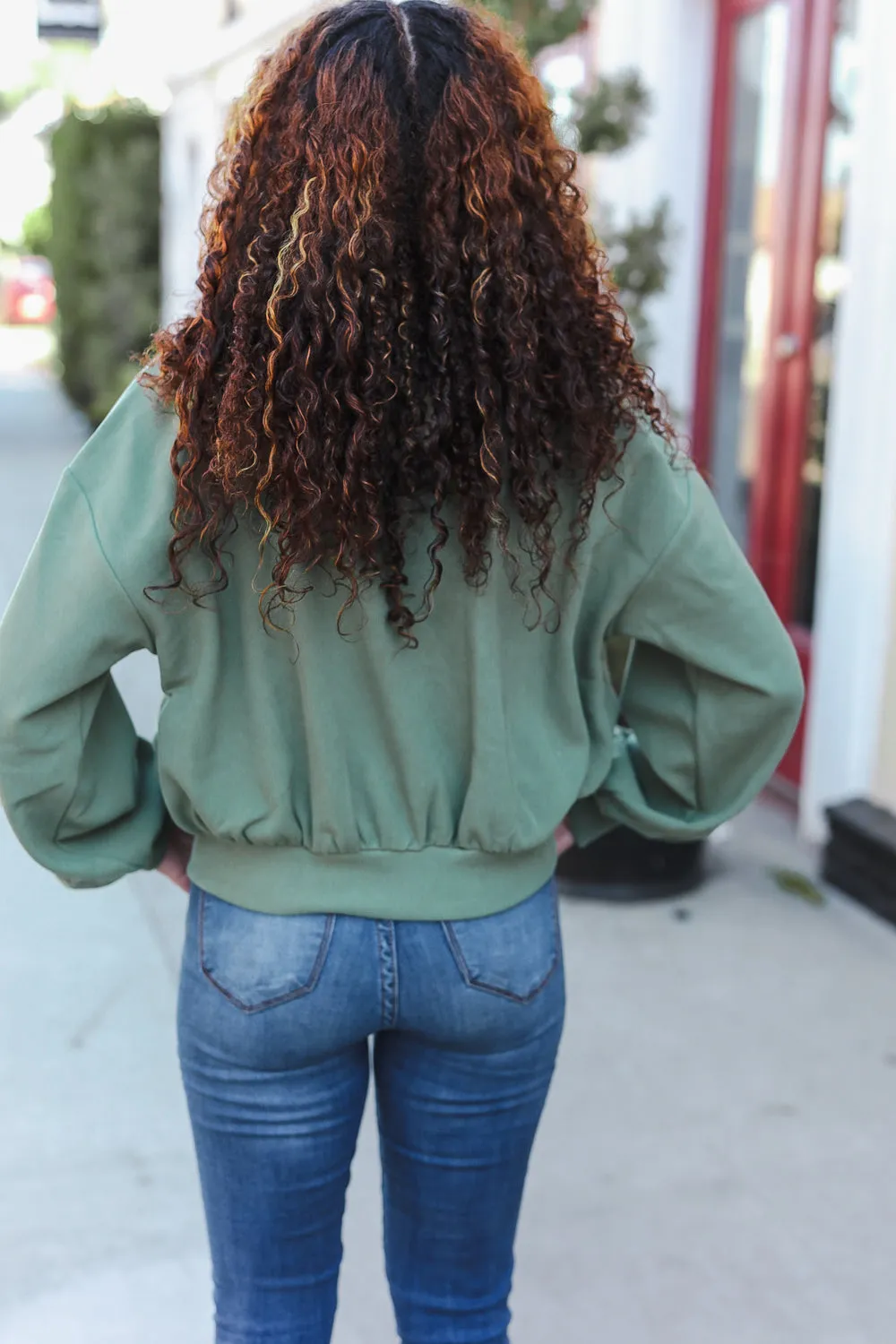 Weekend Ready Green Boyfriend Button Down Cropped Jacket