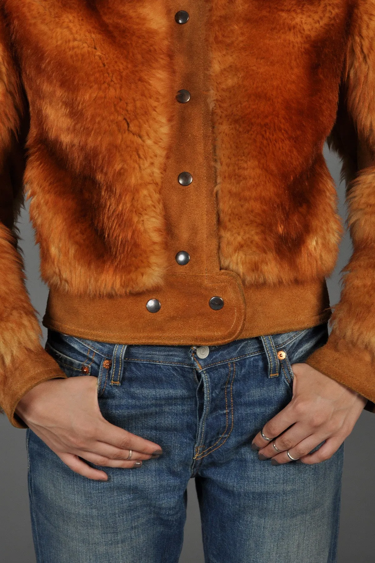 Whiskey Leather   Shearling Chubby Bomber Jacket