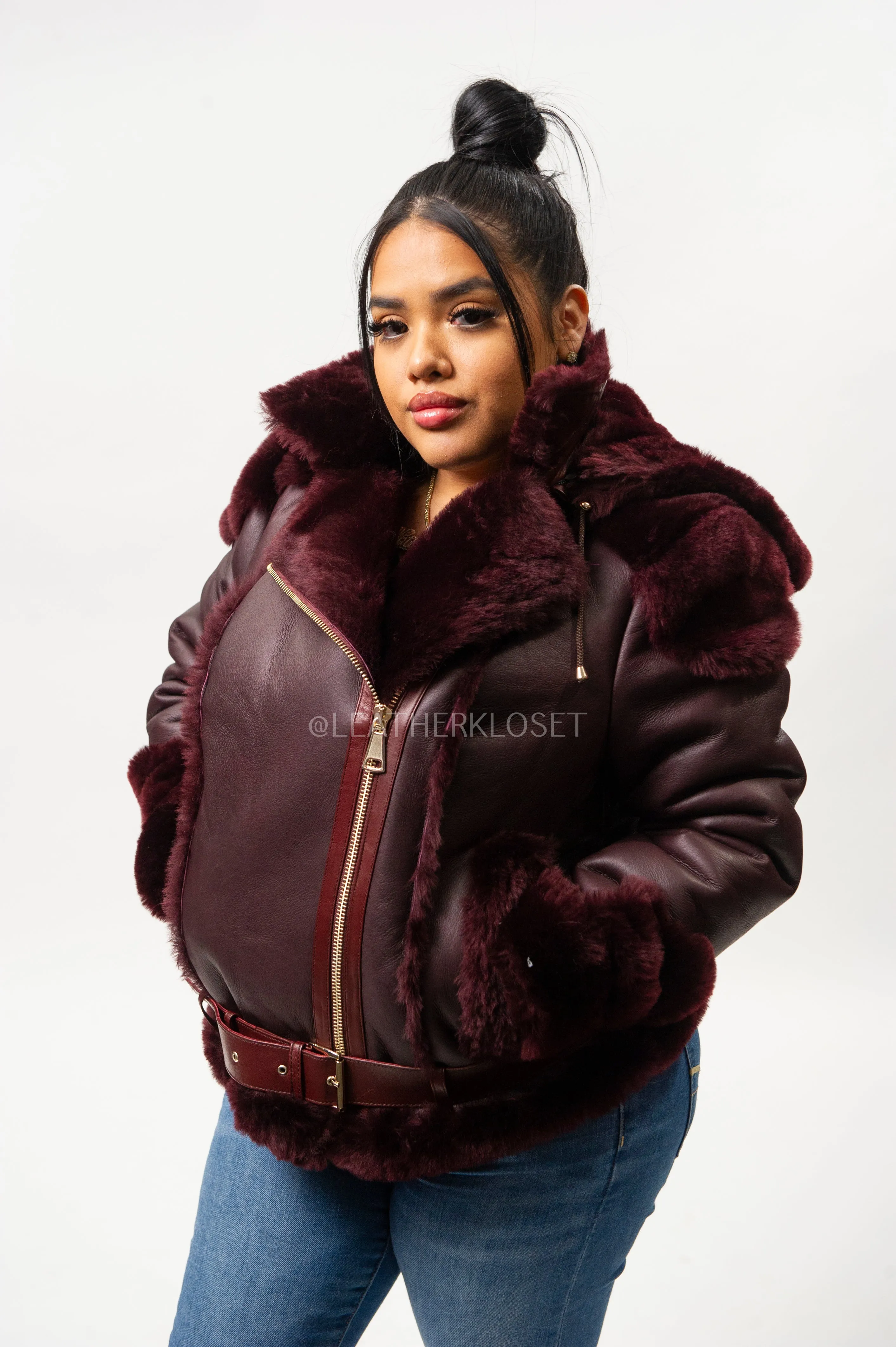 Women's Angela Real Sheepskin Biker Jacket