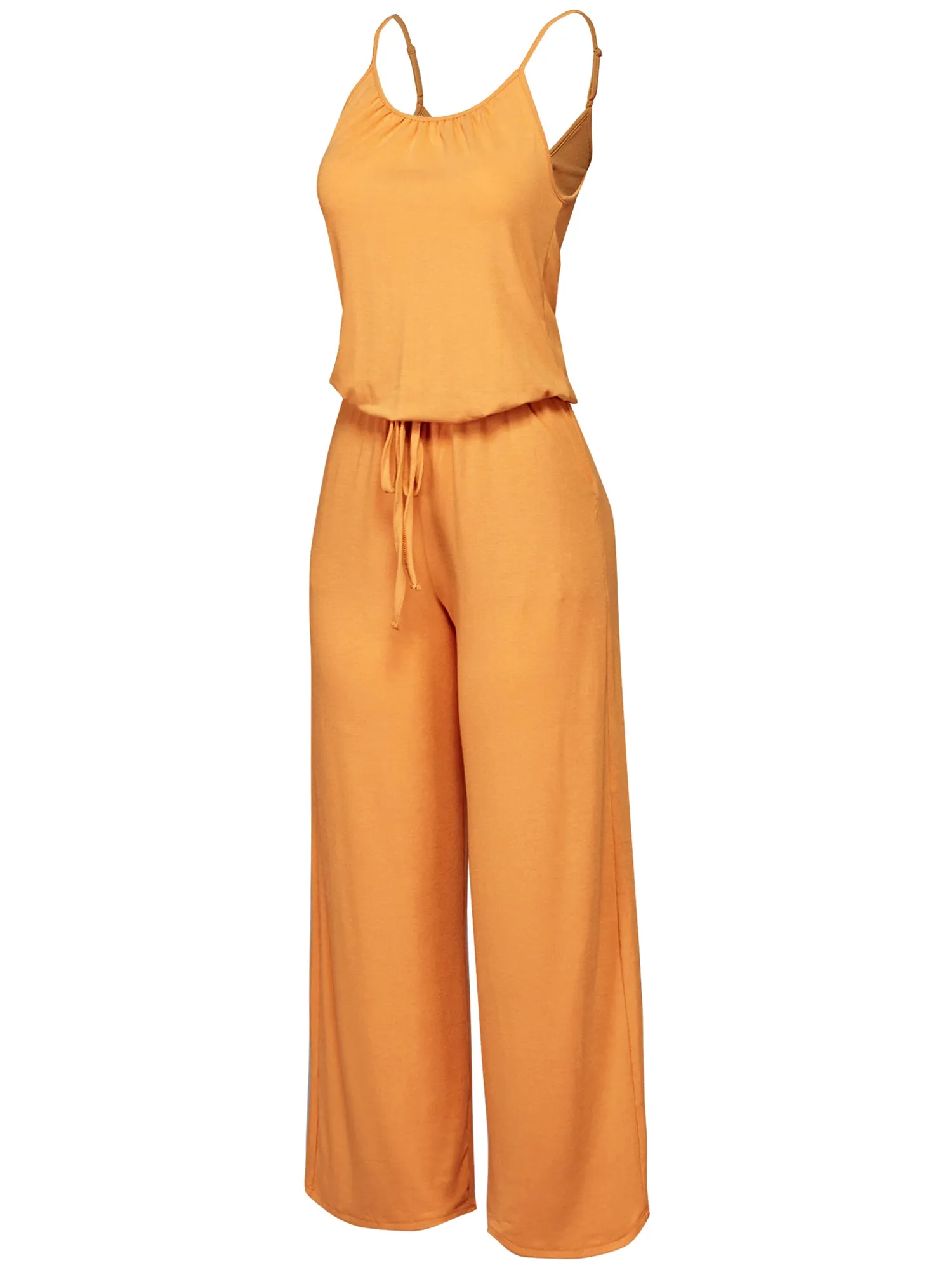 Women's Casual Spaghetti Strap Jumpsuit Romper Wide Leg (FWR1034)