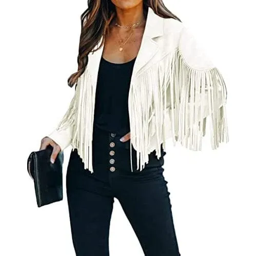 Women's Chic Cropped Tassel Jacket