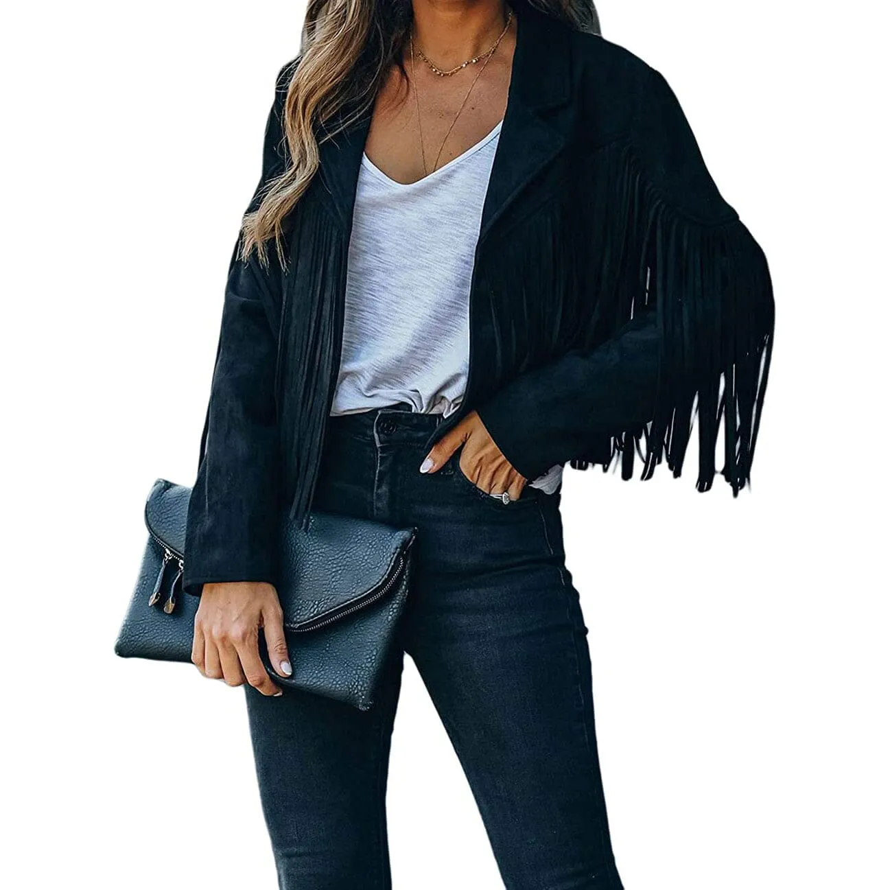 Women's Chic Cropped Tassel Jacket