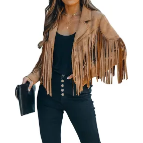 Women's Chic Cropped Tassel Jacket