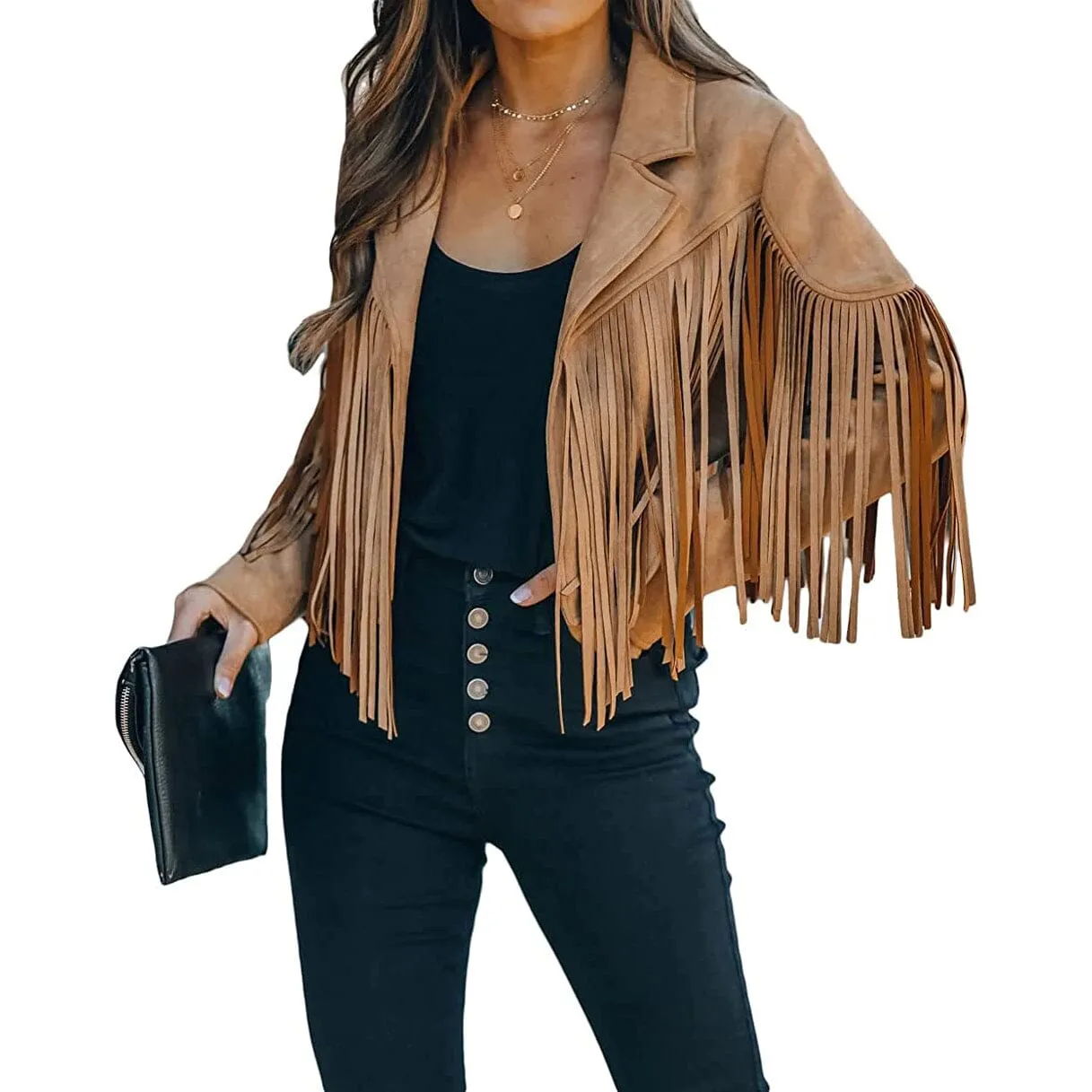 Women's Chic Cropped Tassel Jacket