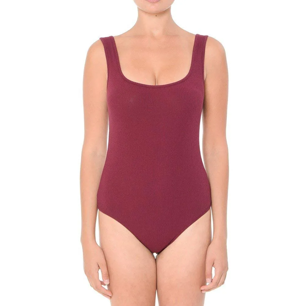 Women's  Ribbed Square Neck Sleeveless Bodysuit