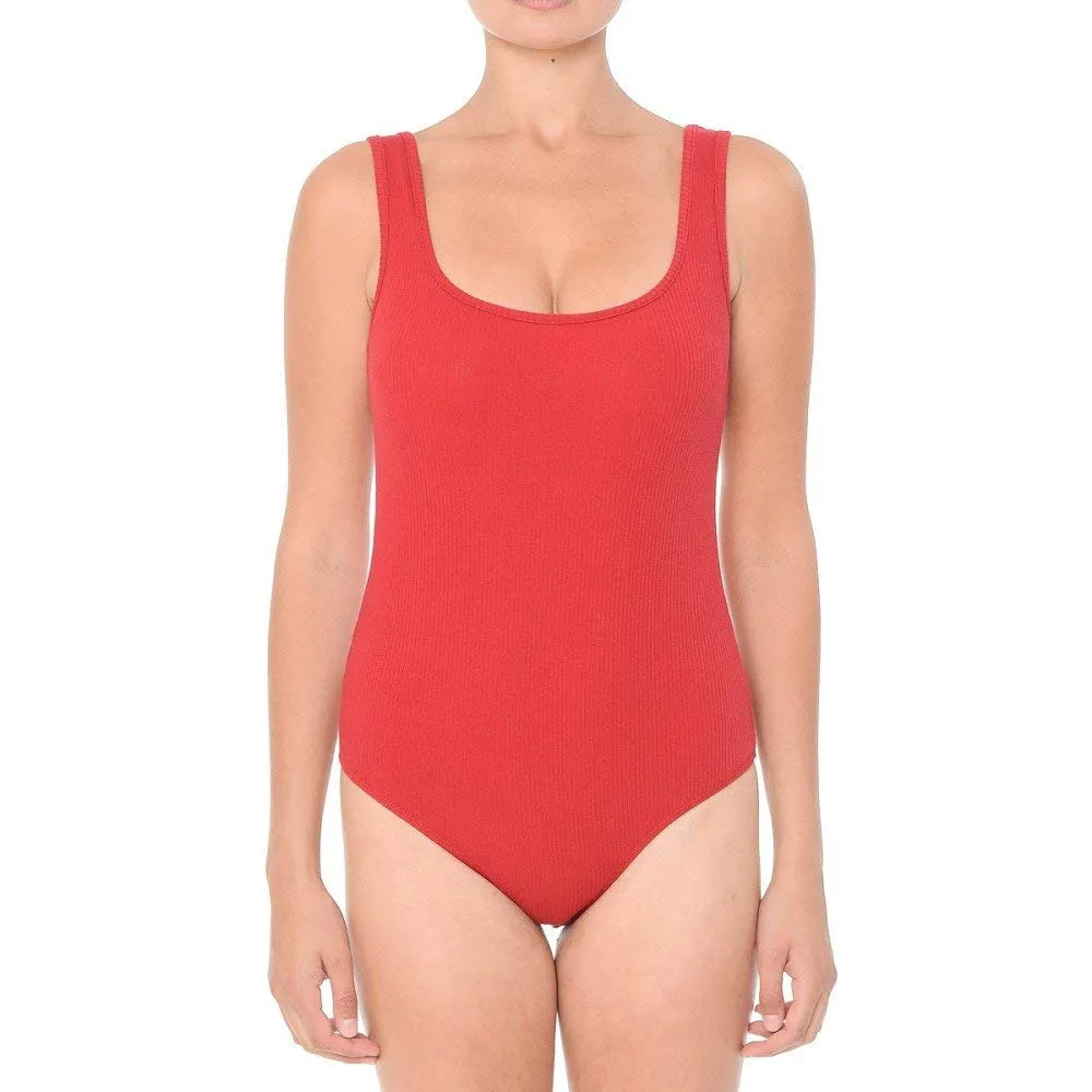 Women's  Ribbed Square Neck Sleeveless Bodysuit