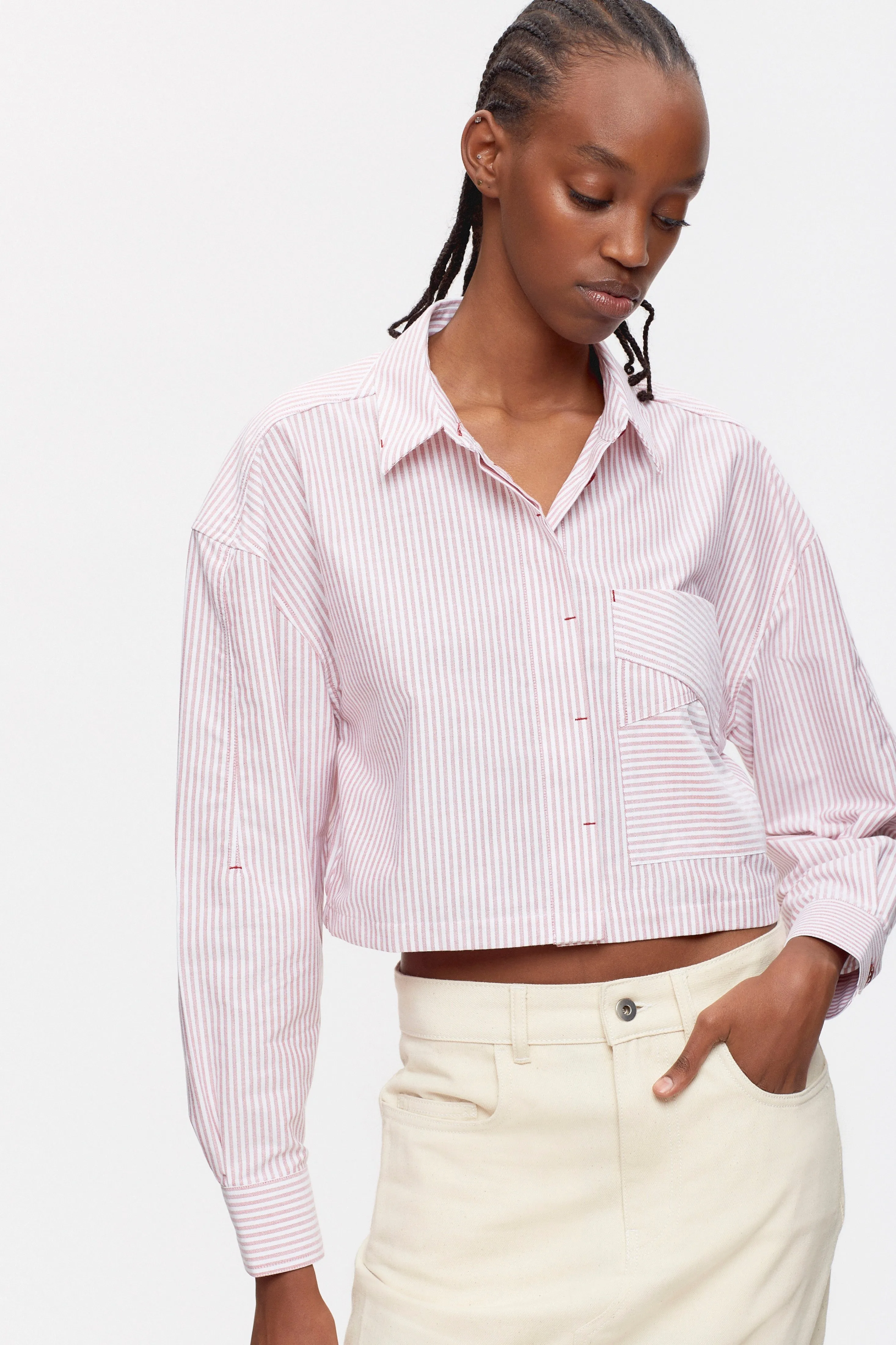 Women's Zeina Shirt in Rosewood Stripe