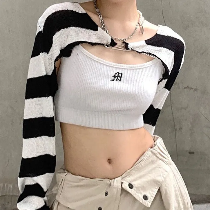 Y2K Strip Knit Crop Top