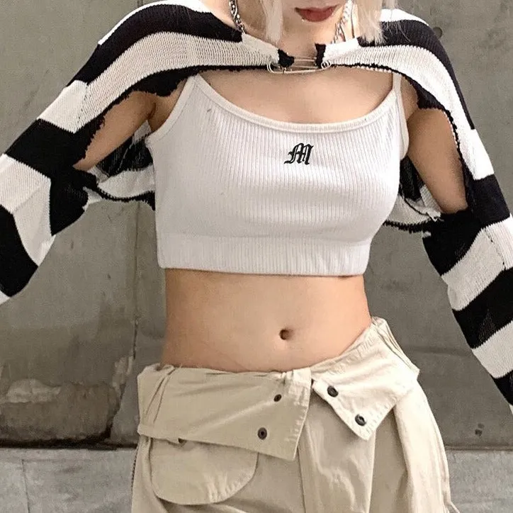 Y2K Strip Knit Crop Top