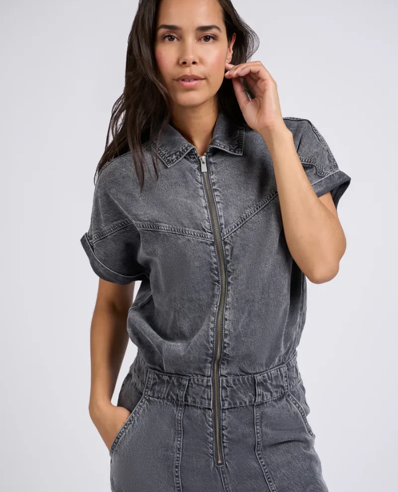 Yaya Medium Grey Denim Jumpsuit