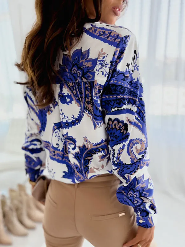 Zebra Stripe Floral Print Long Sleeve Shirt