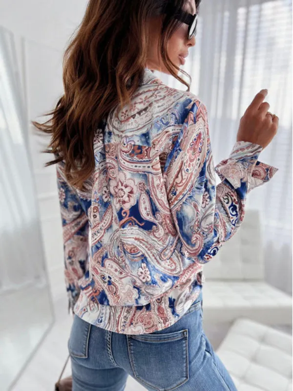 Zebra Stripe Floral Print Long Sleeve Shirt